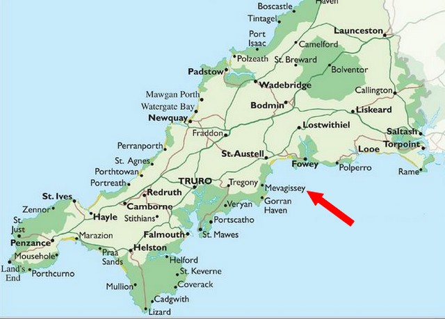 Map of Mevagissey Cornwall Holiday Cottages UK